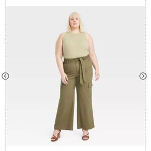 🆕👖High-Rise Wide Leg Cargo Pants - Olive Green